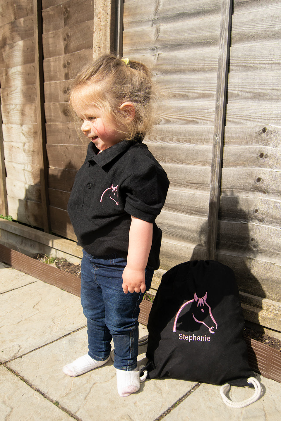 Kids Personalised Polo Shirt & Drawstring Bag Set